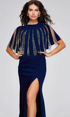 Jovani 37386 - Chain Fringed Evening Dress - back view