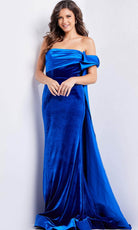 Jovani 37390 - Cascade Velvet Evening Gown - designer evening gown at Silhouette Dresses