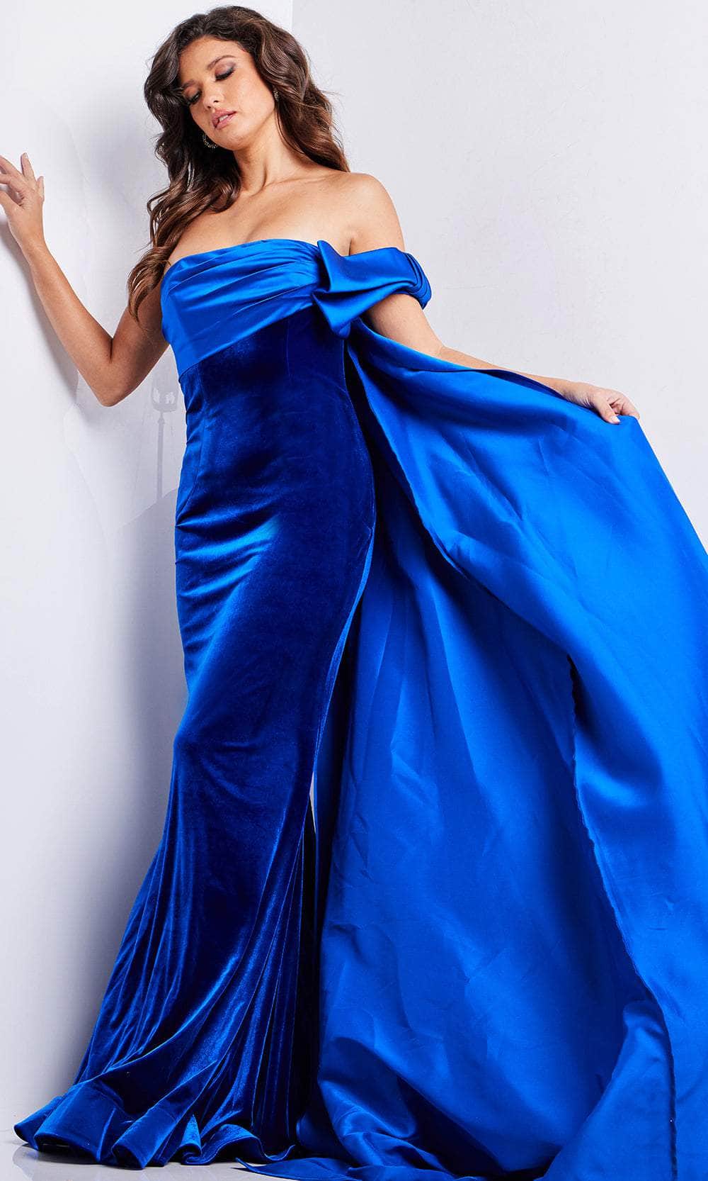 Jovani 37390 - Cascade Velvet Evening Gown - back view