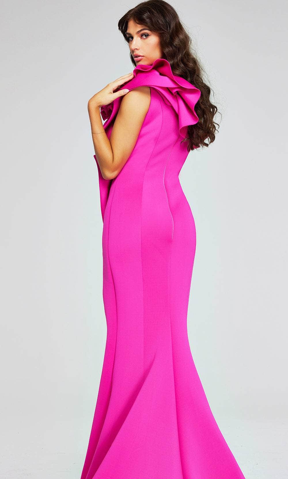 Jovani 37400 - One Shoulder Evening Gown with Slit - detail view