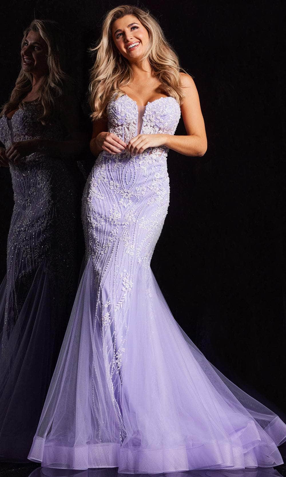 Jovani 37414 - Embroidered Sleeveless Prom Gown - back view