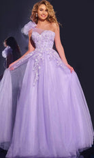 Jovani 37427 - One Shoulder Floral Appliqued Ballgown - designer quinceanera gown at Silhouette Dresses