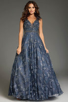 Jovani 37551 - Rhinestone Embellished Plunging V-Neck Prom Gown - designer prom dress at Silhouette Dresses