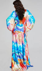 Jovani 37669 - Surplice V-Neck Multicolor Evening Gown - back view