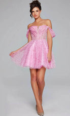 Jovani 38000 - Off-Shoulder Corset Bodice Cocktail Dress - designer homecoming dress at Silhouette Dresses