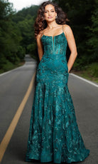 Jovani 38004 - Floral Embroidered Prom Gown - detail view