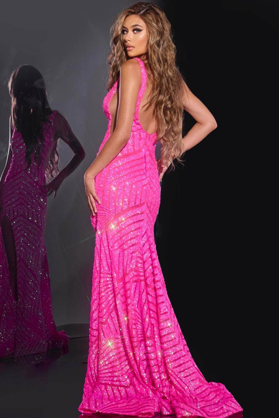 Jovani 38053 - Sequin Pattern Prom Dress - back view