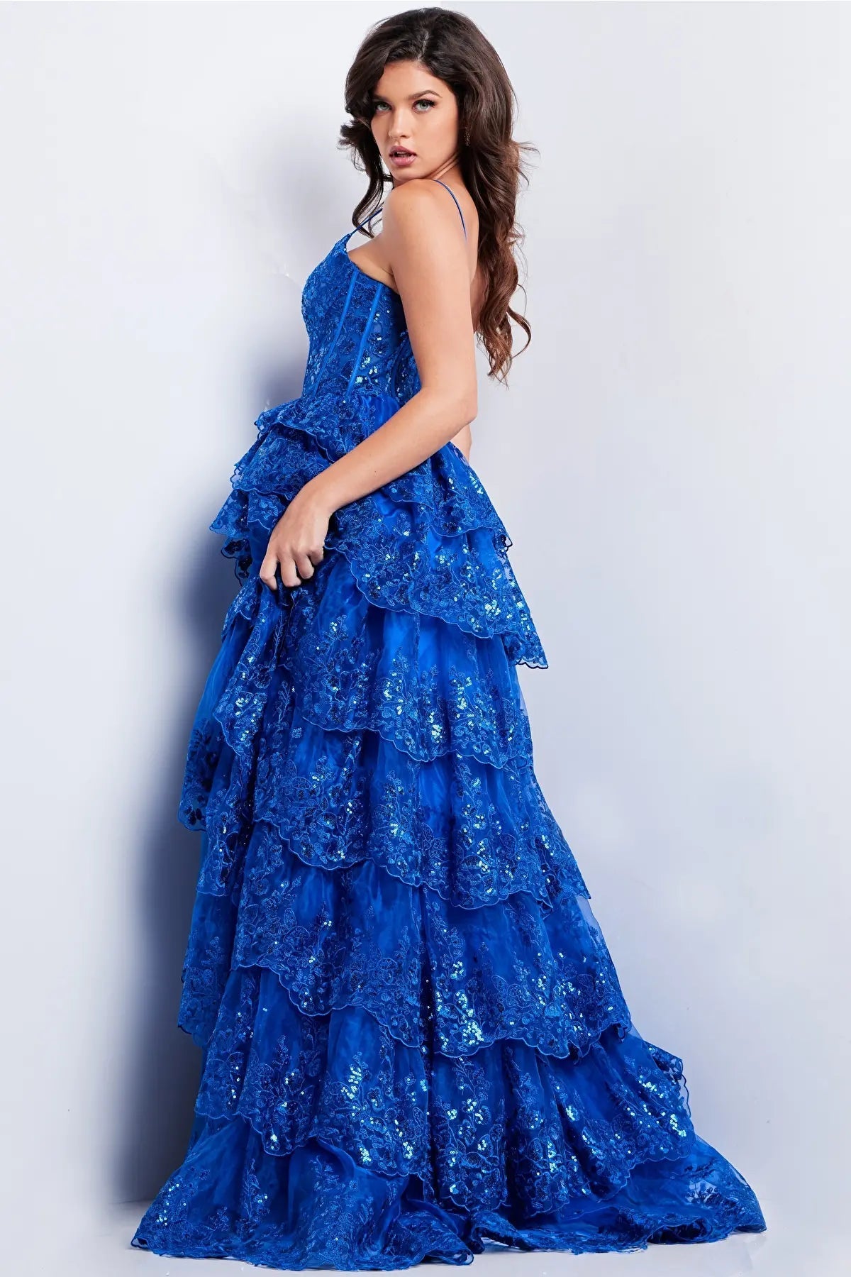 Jovani 38144 - Floral Embroidered Illusion Ballgown - view 6