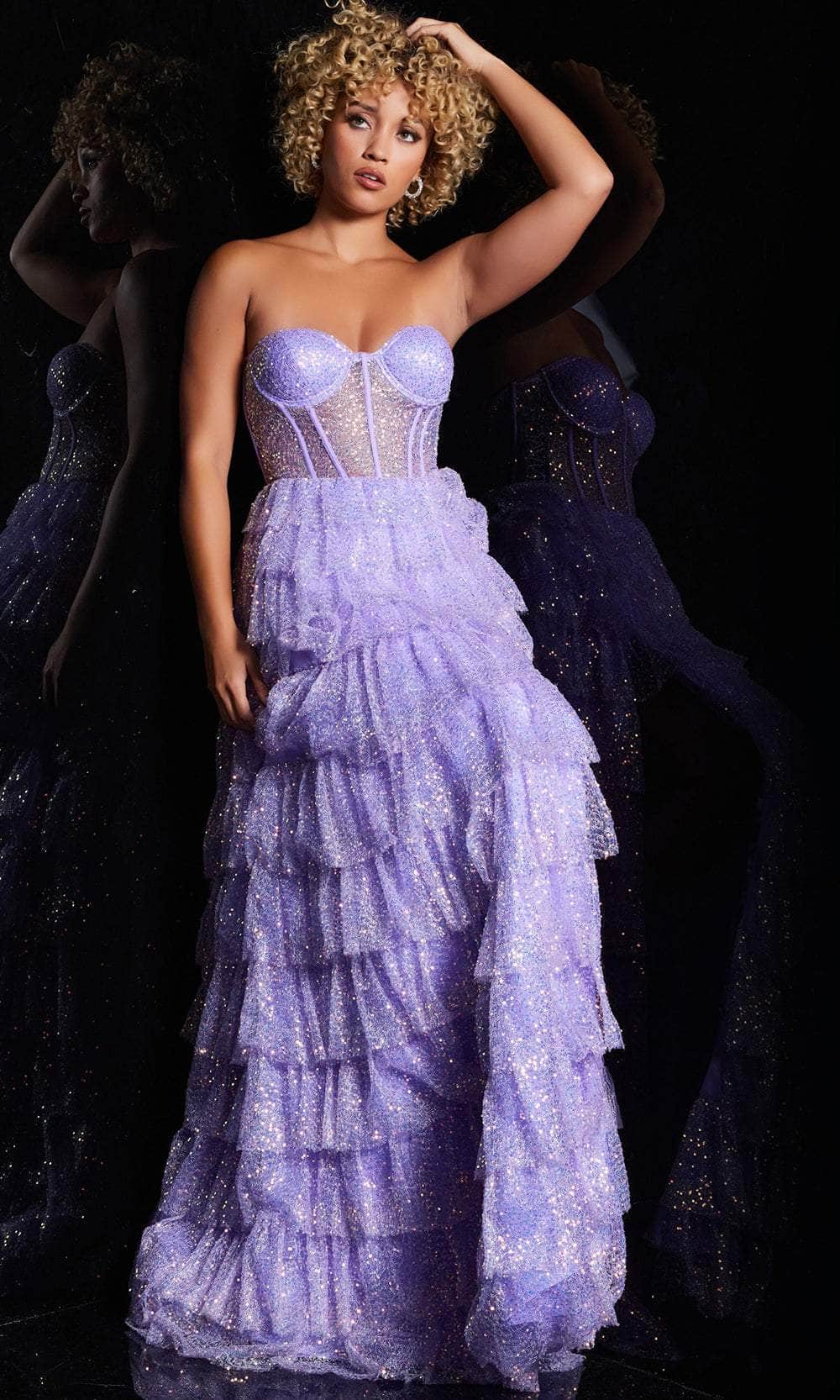 Jovani 38165 - Strapless Sequin Dress - back view