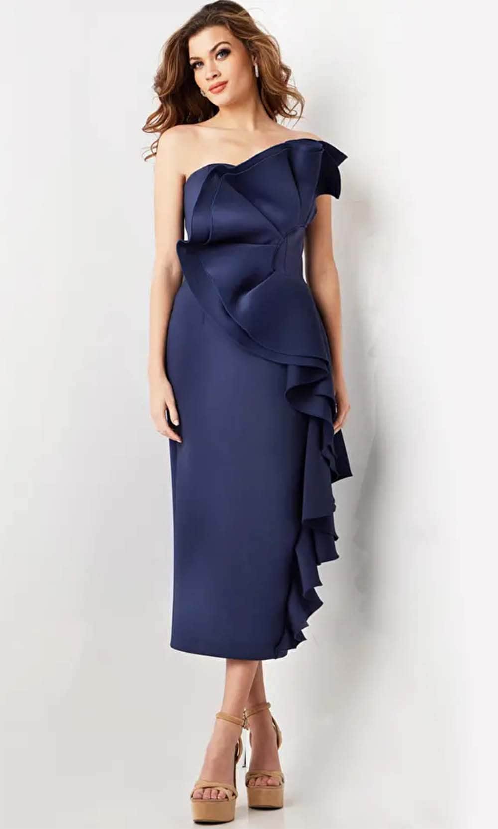 Jovani 38187 - Strapless Ruffle Accented Formal Dress - detail view
