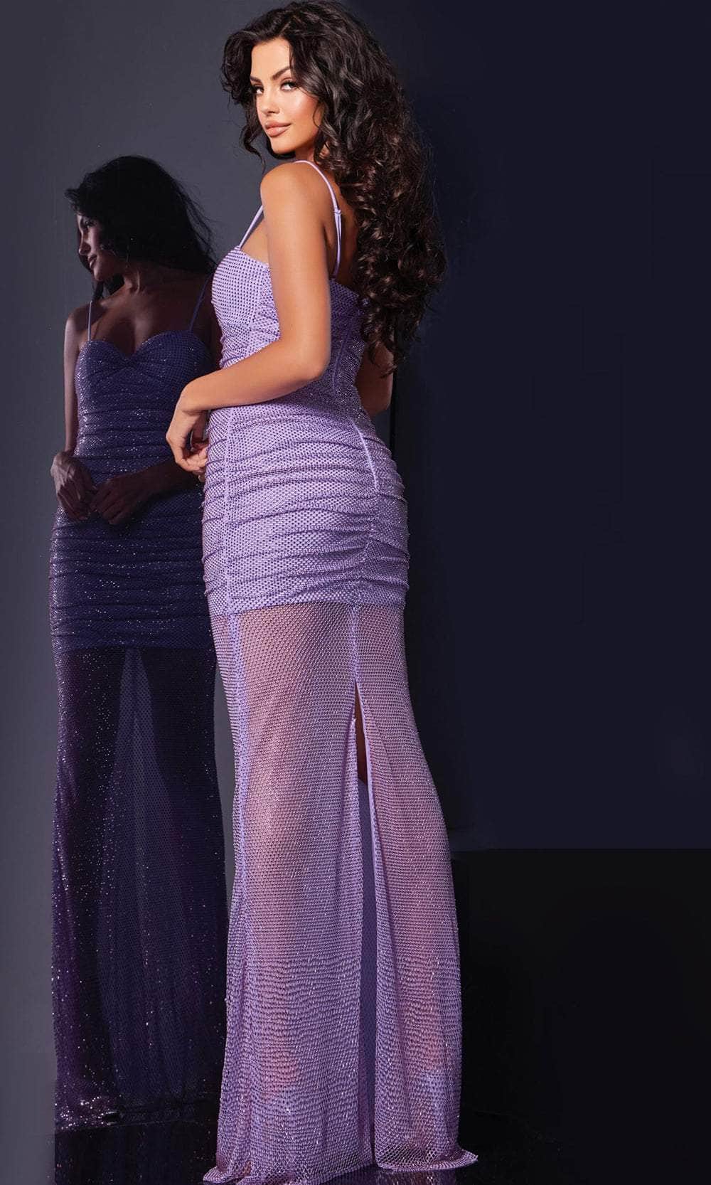 Jovani 38188 - Shirred Mesh Prom Dress - back view