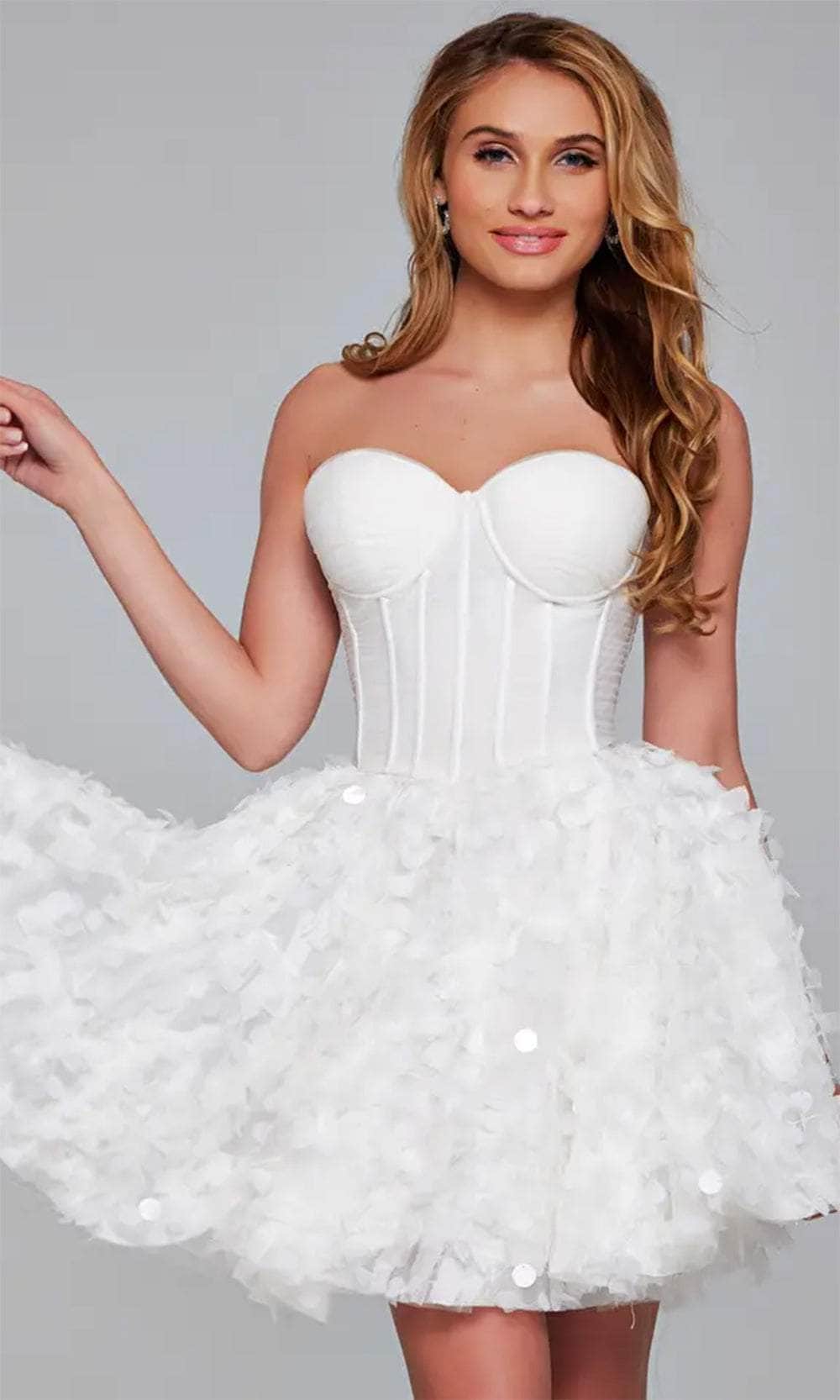 Jovani 38248 - Sweetheart Ruffled A-Line Cocktail Dress - back view