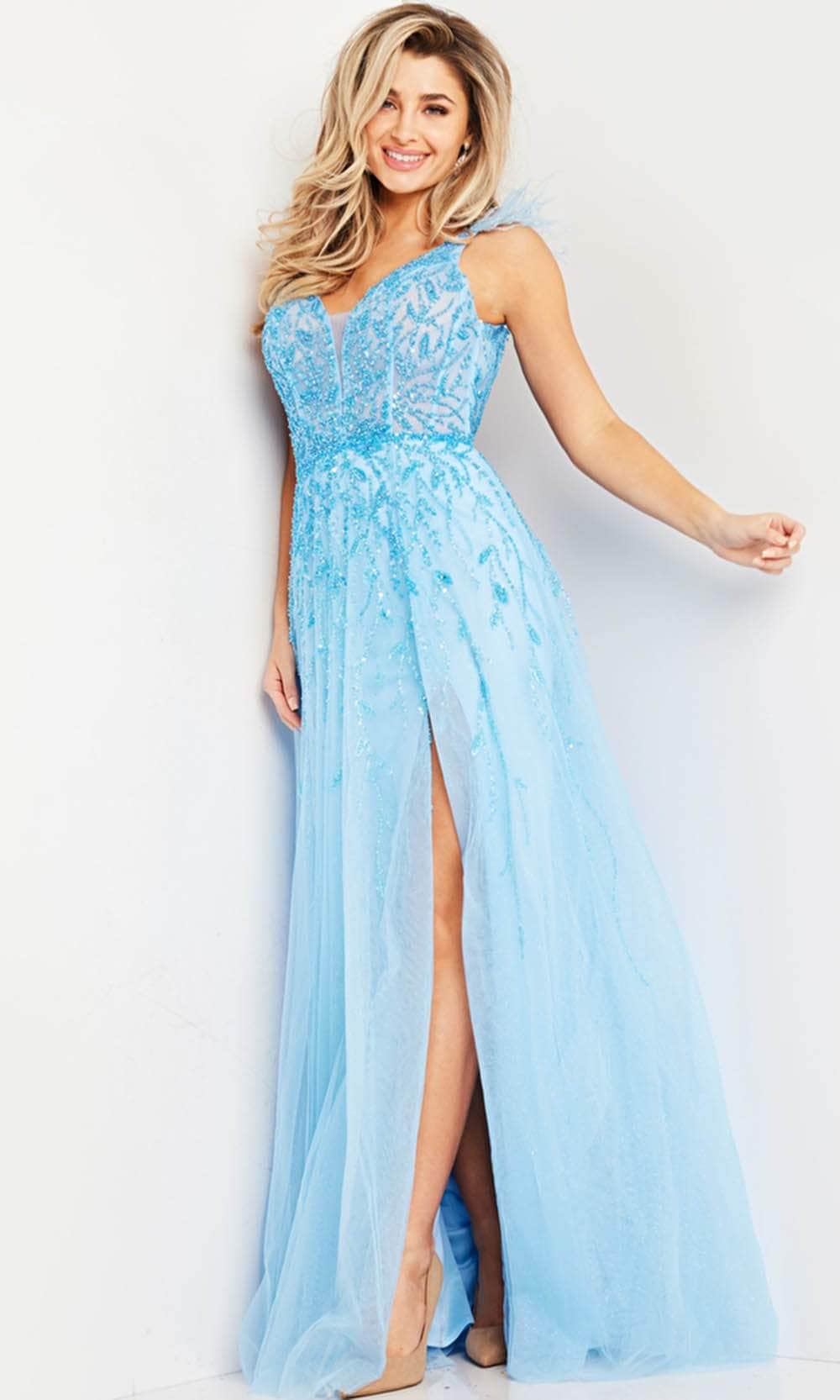 Jovani 38430 - Sheer Inset A-line Gown - detail view