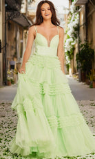 Jovani 38477 - Inset Tiered A-line Gown - designer evening gown at Silhouette Dresses