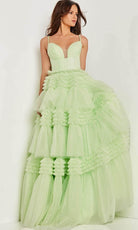 Jovani 38477 - Inset Tiered A-line Gown - detail view