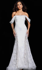 Jovani 38501 - Off-Shoulder Straight-Across Neck Dress - designer wedding dress at Silhouette Dresses