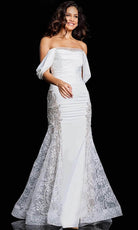 Jovani 38501 - Off-Shoulder Straight-Across Neck Dress - back view