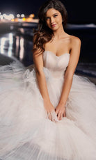 Jovani 38537 - Corset Tiered Off Shoulder Gown - detail view