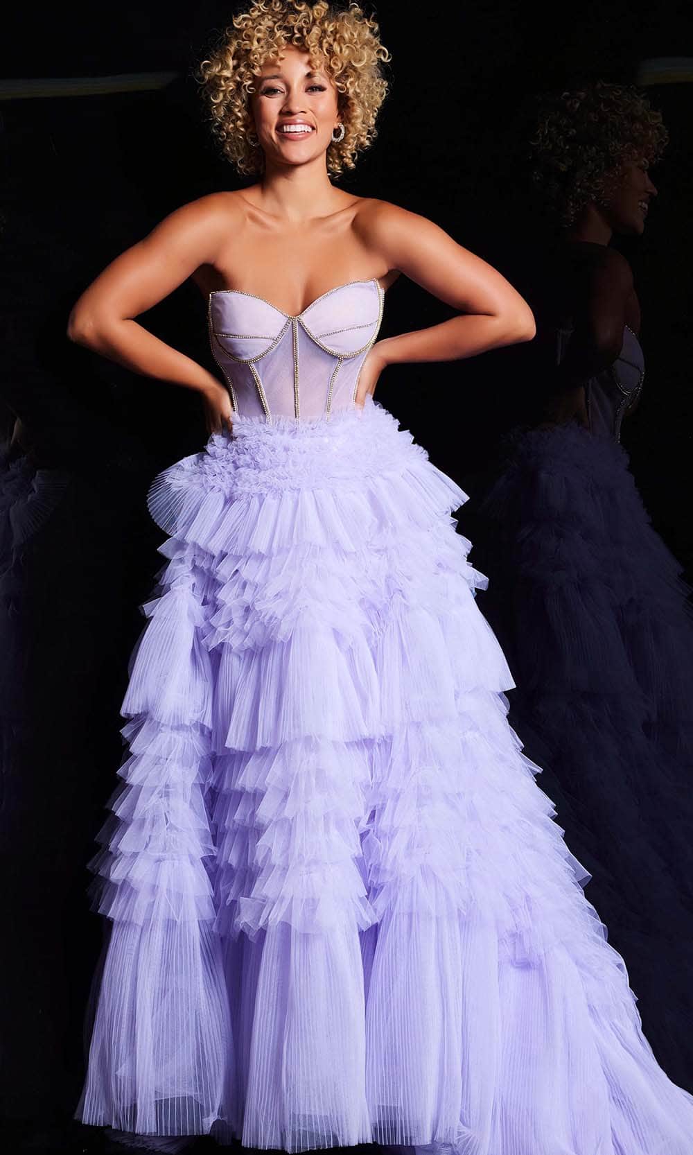 Jovani 38539 - Sweetheart Tiered Ballgown - designer ball gown at Silhouette Dresses