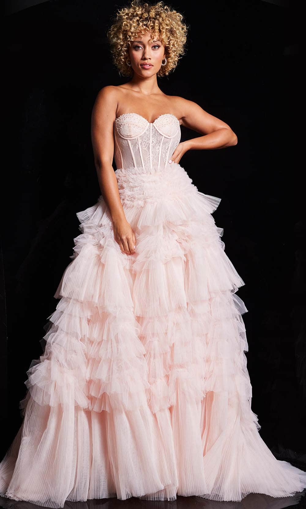 Jovani 38540 - Strapless Ruffle Ballgown - designer ball gown at Silhouette Dresses
