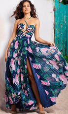 Jovani 38638 - Floral Printed A-line Dress - back view