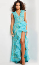 Jovani 38668 - Lace V-Neck Dress - view 6