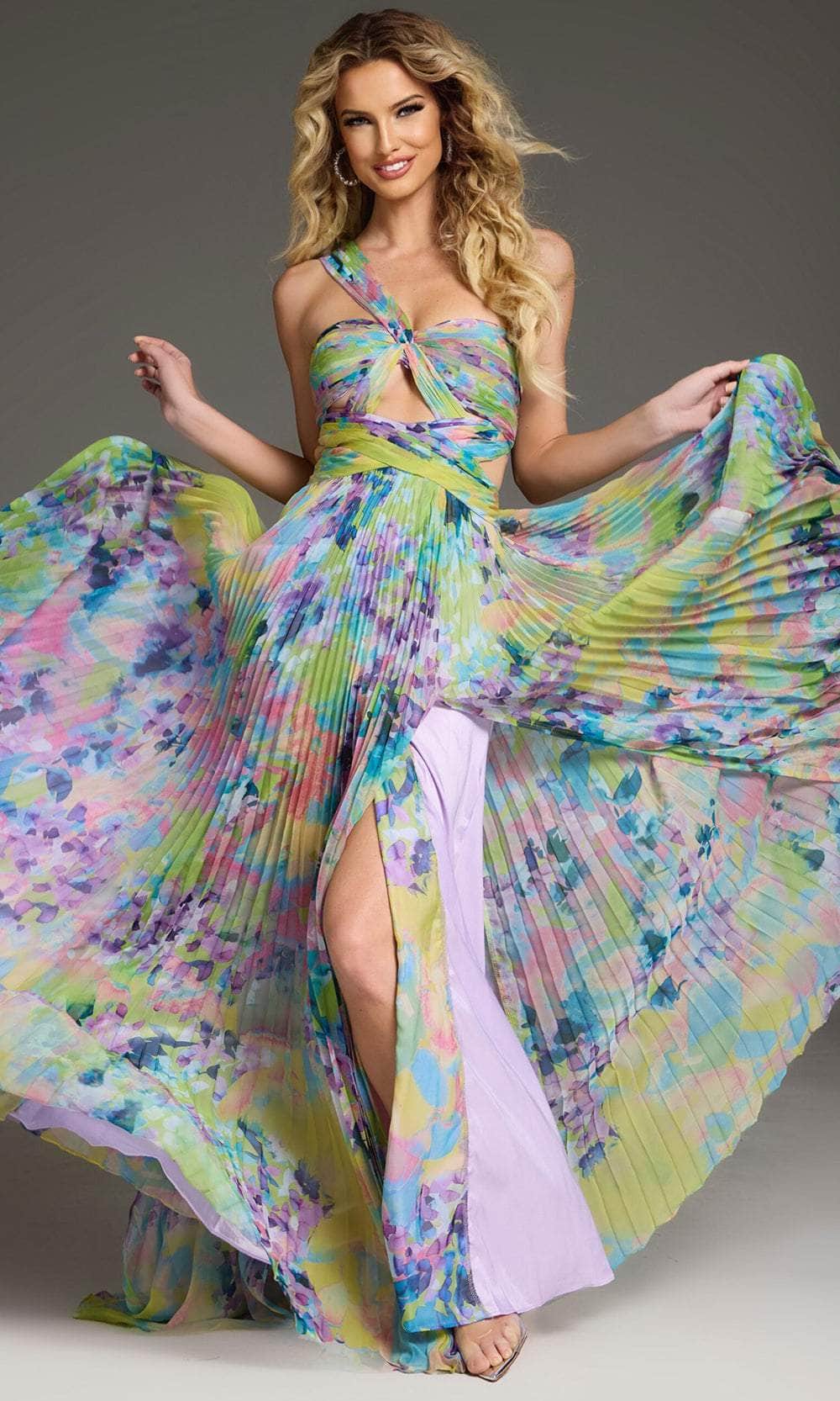 Jovani 38688 - High Slit Floral Printed Prom Gown - back view
