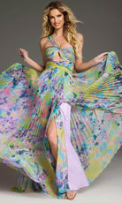 Jovani 38688 - High Slit Floral Printed Prom Gown - back view