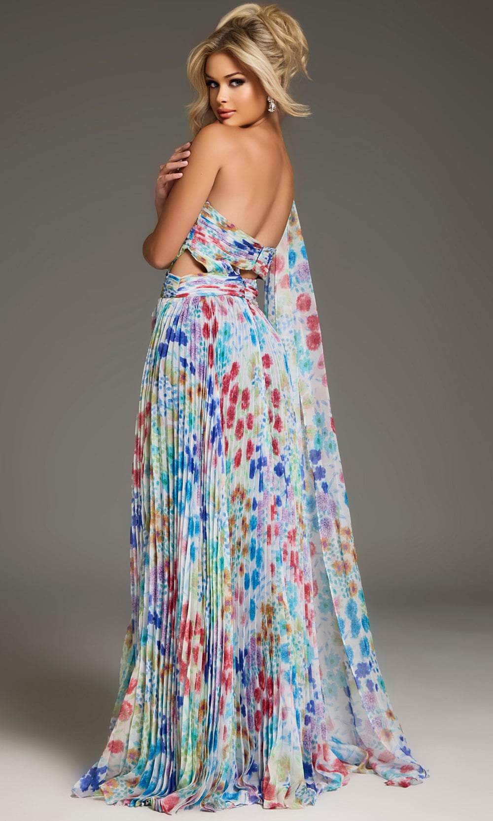 Jovani 38689 - Floral Printed Cut-Outs Prom Gown - back view