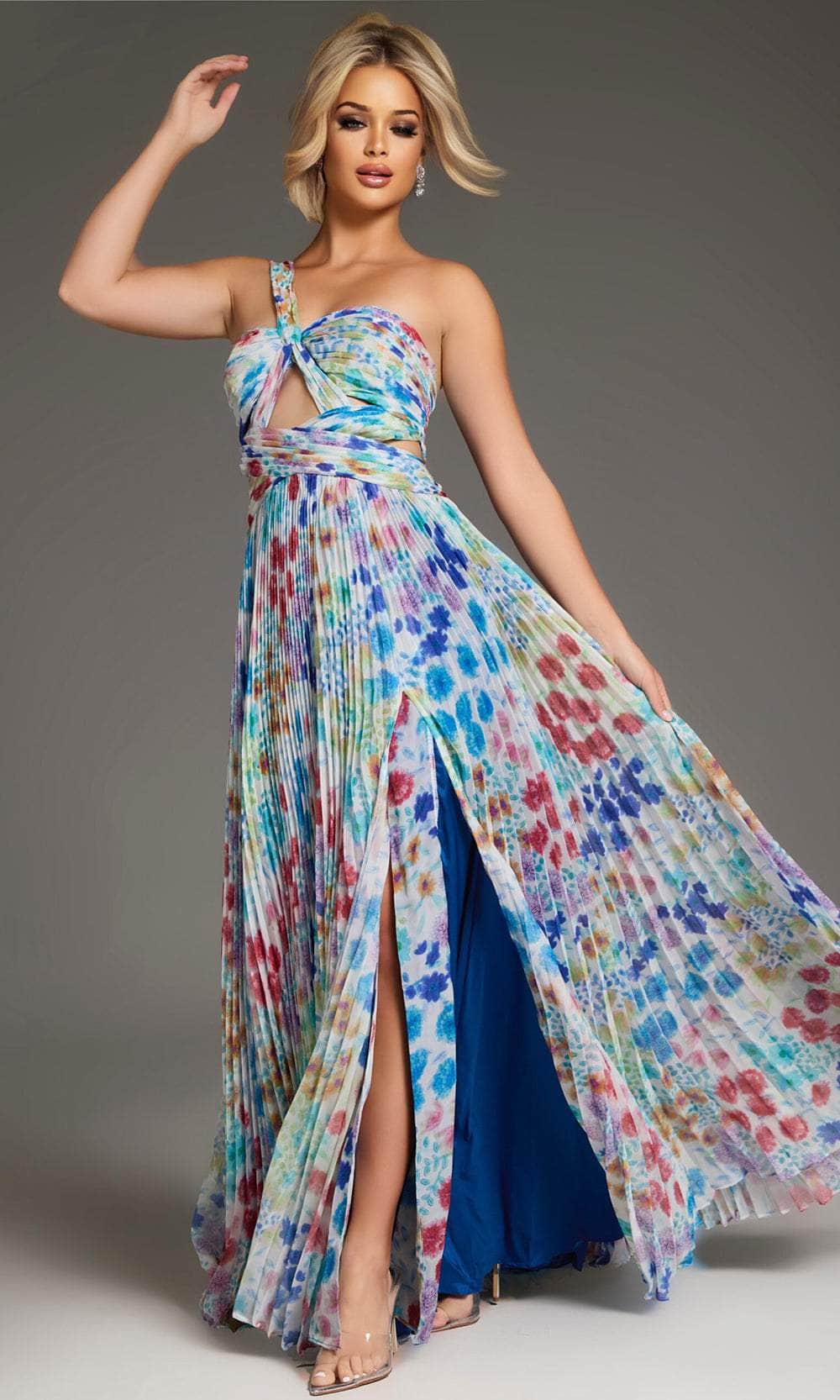 Jovani 38689 - Floral Printed Cut-Outs Prom Gown - designer evening gown at Silhouette Dresses