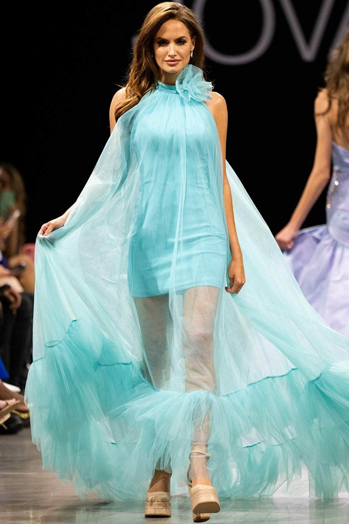 Jovani 38720 - Floral Applique Tulle Prom Dress - view 6