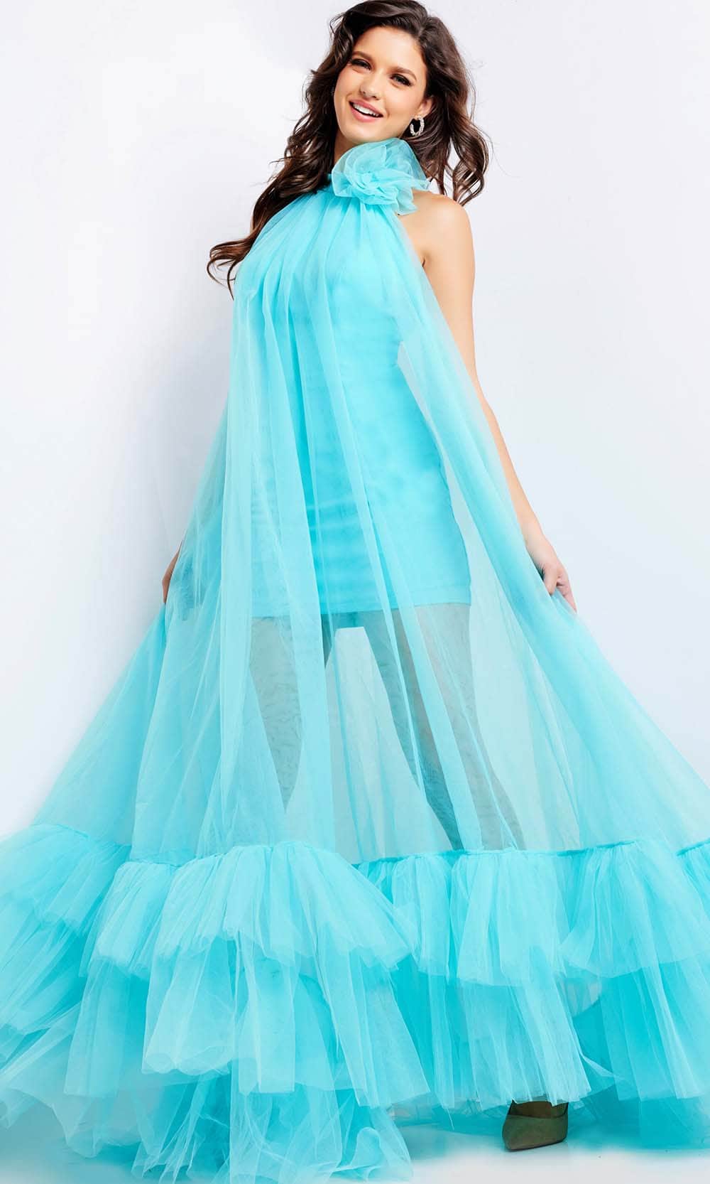 Jovani 38720 - Floral Applique Tulle Prom Dress - view 4