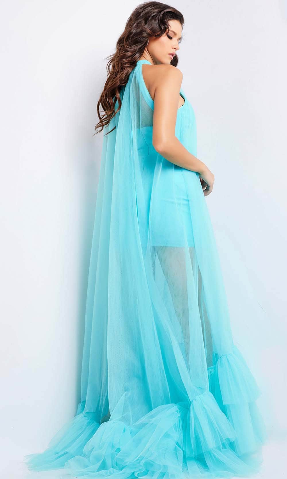 Jovani 38720 - Floral Applique Tulle Prom Dress - view 5