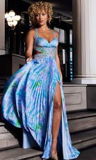 Jovani 38722 -  Print Detail Satin Sheath Gown - designer evening gown at Silhouette Dresses