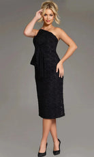 Jovani 39076 - Floral One-Shoulder Midi Sheath Dress - designer formal gown at Silhouette Dresses