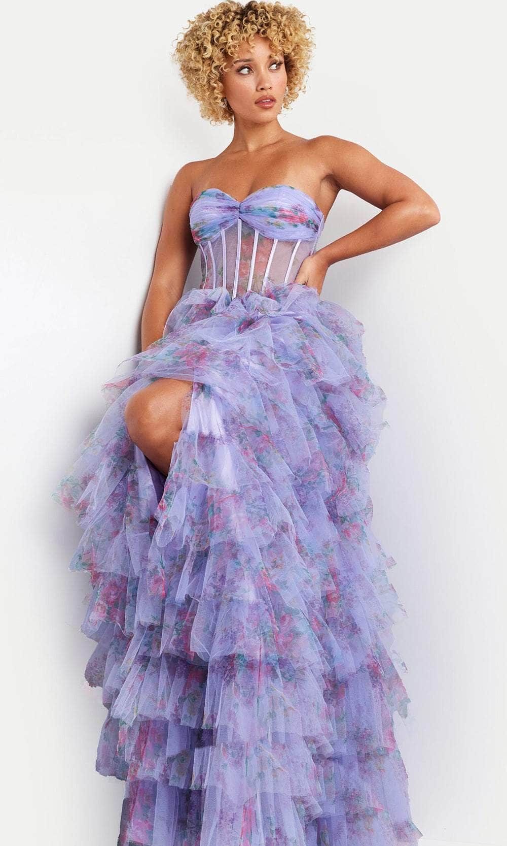 Jovani 39149 - Strapless Tiered Ruffle Prom Gown - detail view