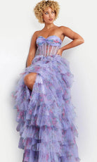 Jovani 39149 - Strapless Tiered Ruffle Prom Gown - detail view
