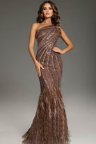 Jovani 39170 - One-Shoulder Feather Accent Prom Gown - designer prom dress at Silhouette Dresses