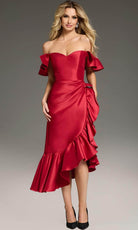 Jovani 39264 - Sweetheart Neck Ruched Knee-Length Dress - back view