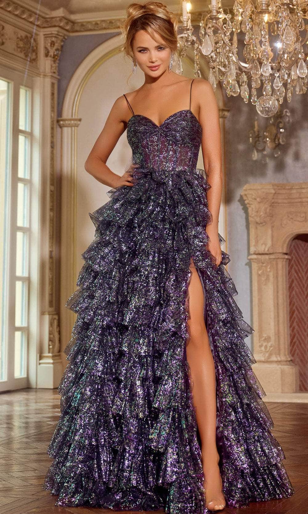 Jovani 39305 - Spaghetti Straps Ruffled Prom Gown - designer prom dress at Silhouette Dresses