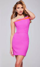Jovani 39347 - Asymmetrical Strapless Cocktail Dress - back view