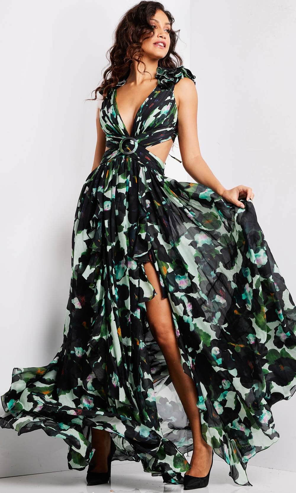 Jovani 39420 - Floral Camo Print Long Dress - designer evening gown at Silhouette Dresses