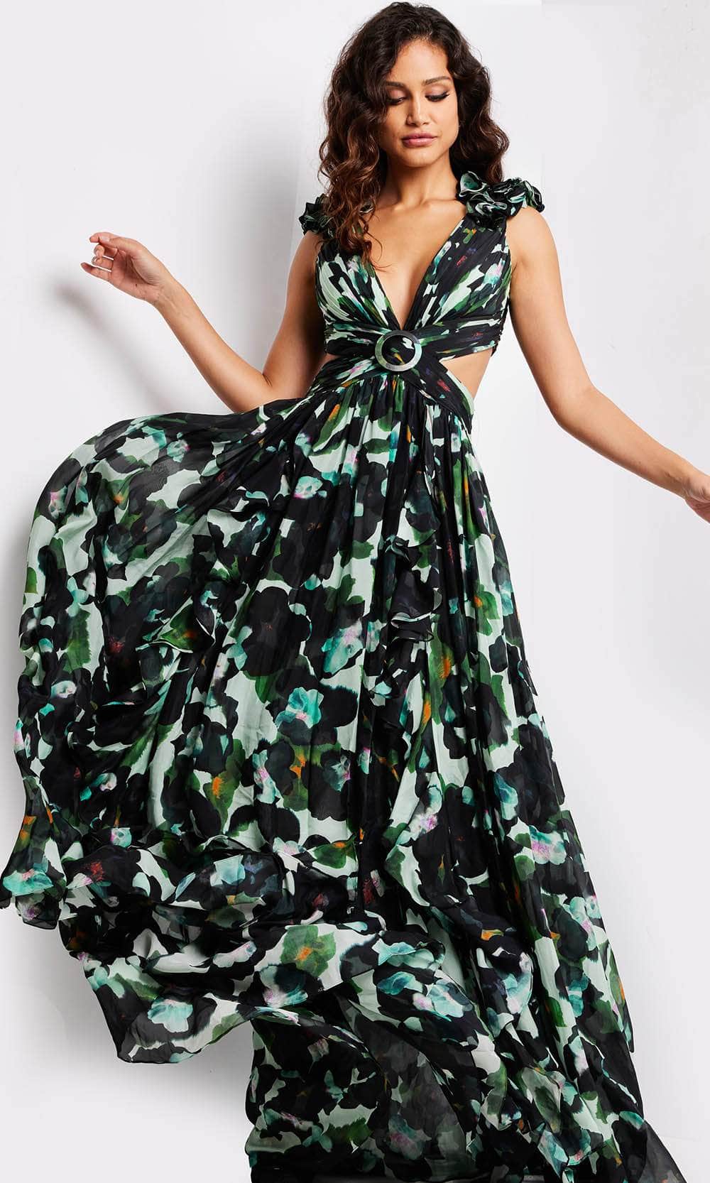 Jovani 39420 - Floral Camo Print Long Dress - view 4