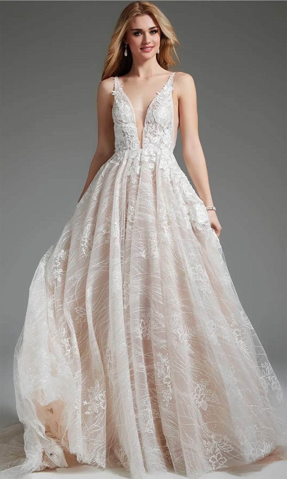 Jovani 39435 - Floral A-Line Bridal Gown - designer wedding dress at Silhouette Dresses