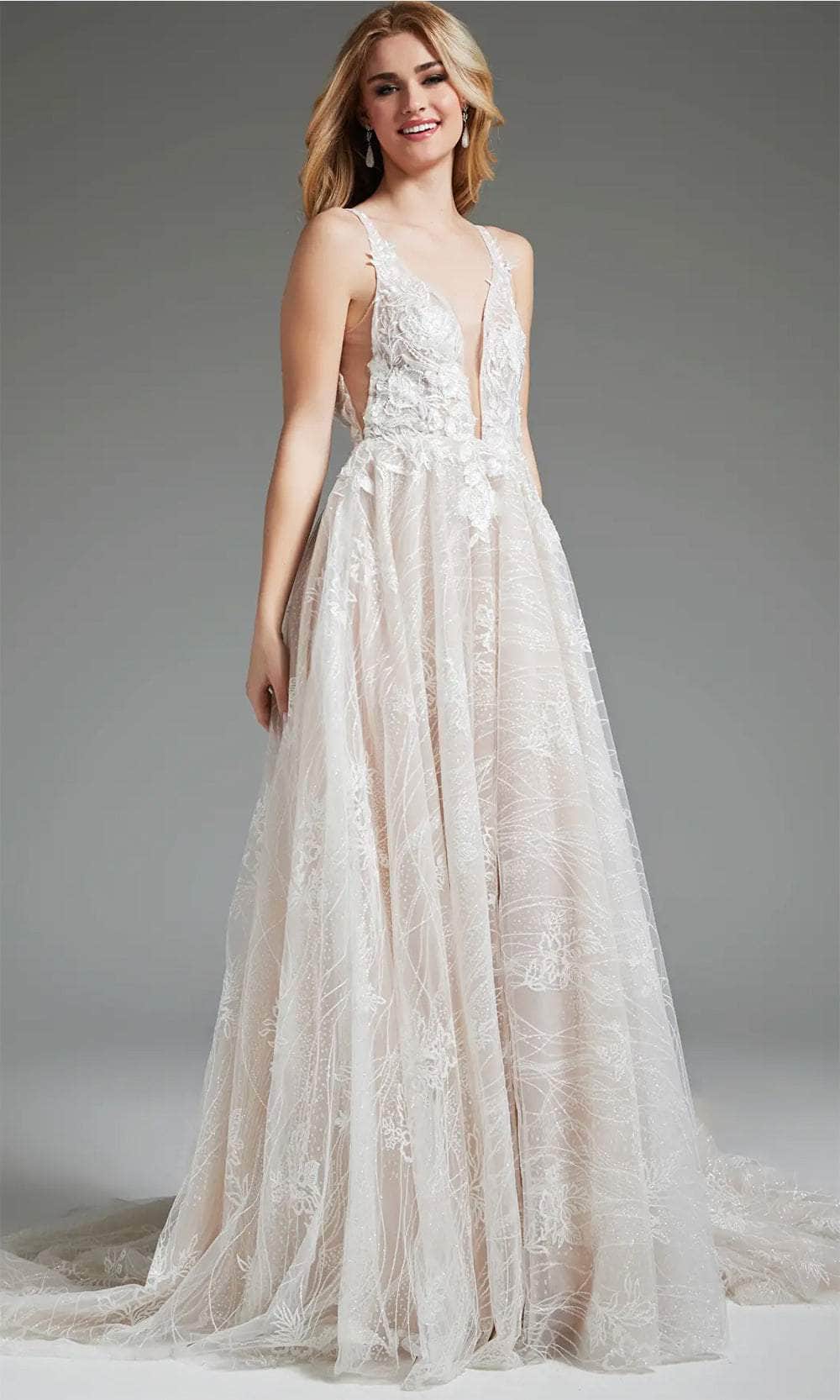 Jovani 39435 - Floral A-Line Bridal Gown - back view