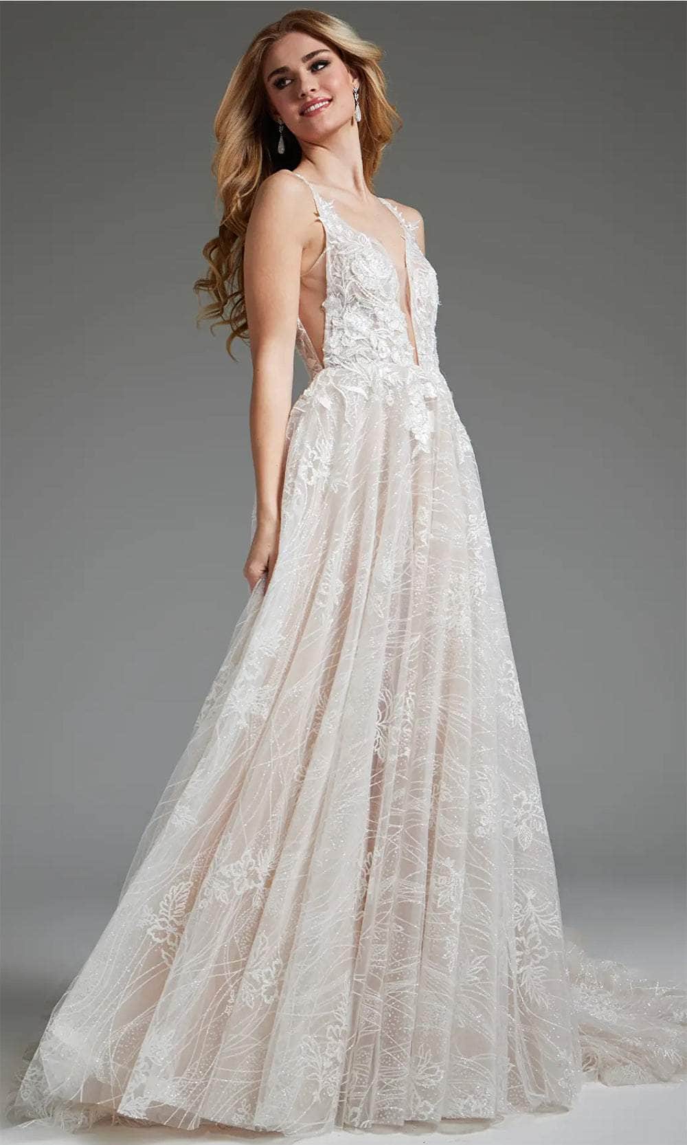 Jovani 39435 - Floral A-Line Bridal Gown - view 4