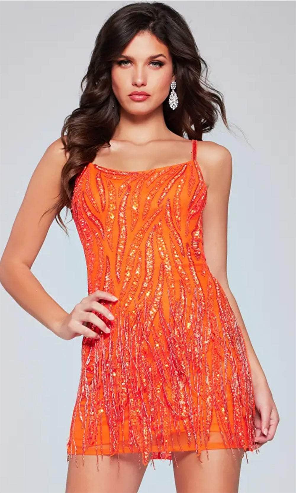 Jovani 39628 - Scoop Neck Fringed Cocktail Dress - view 6