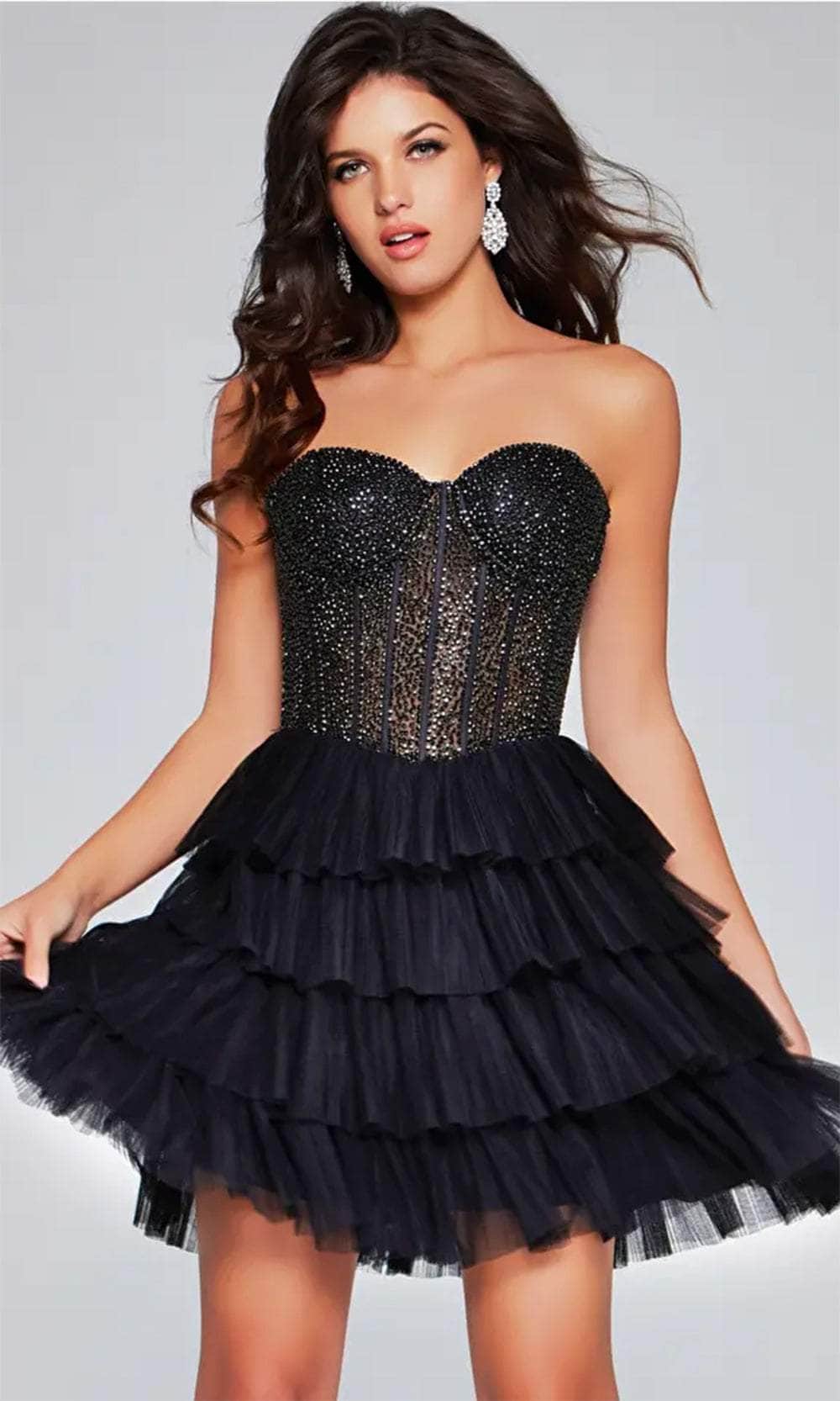 Jovani 39629 - Bejeweled A-Line Cocktail Dress - detail view