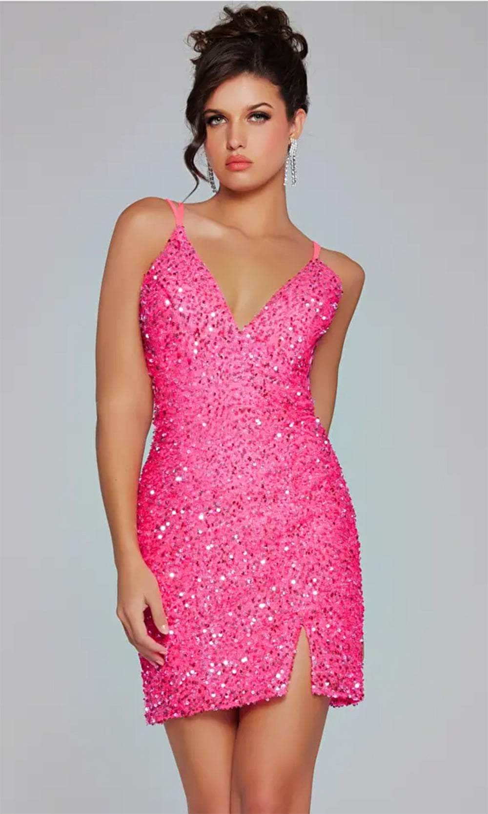 Jovani 39630 - Sequin V-Neck Cocktail Dress - detail view