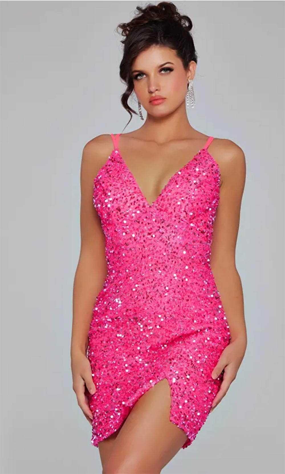 Jovani 39630 - Sequin V-Neck Cocktail Dress - view 6